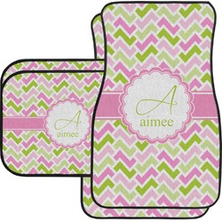Pink & Green Geometric Car Floor Mats Set - 2 Front & 2 Back (Personalized)