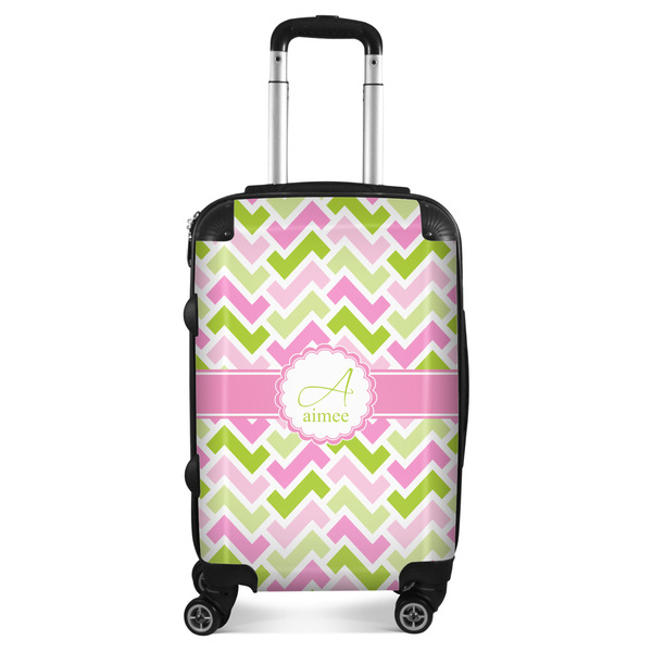 Custom Pink & Green Geometric Suitcase - 20" Carry On (Personalized)