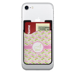 Pink & Green Geometric 2-in-1 Cell Phone Credit Card Holder & Screen Cleaner (Personalized)
