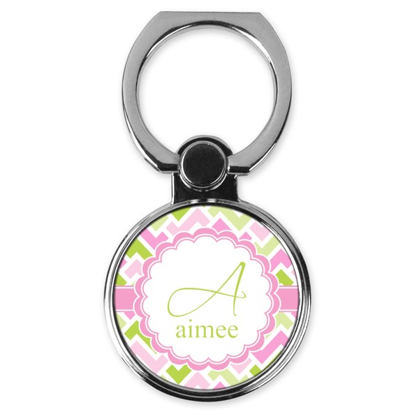 Custom Pink & Green Geometric Cell Phone Ring Stand & Holder (Personalized)