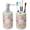 Pink & Green Geometric Ceramic Bathroom Accessories Set (Personalized)