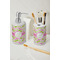 Pink & Green Geometric Ceramic Bathroom Accessories - LIFESTYLE (toothbrush holder & soap dispenser)