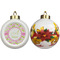Pink & Green Geometric Ceramic Christmas Ornament - Poinsettias (APPROVAL)
