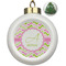 Pink & Green Geometric Ceramic Christmas Ornament - Xmas Tree (Front View)