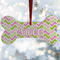 Pink & Green Geometric Ceramic Dog Ornament w/ Name and Initial