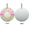 Pink & Green Geometric Ceramic Flat Ornament - Circle Front & Back (APPROVAL)