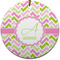Pink & Green Geometric Ceramic Flat Ornament - Circle (Front)