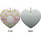 Pink & Green Geometric Ceramic Flat Ornament - Heart Front & Back (APPROVAL)