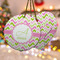 Pink & Green Geometric Ceramic Ornament w/ Name and Initial
