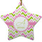Pink & Green Geometric Ceramic Flat Ornament - Star (Front)