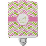 Pink & Green Geometric Ceramic Night Light (Personalized)