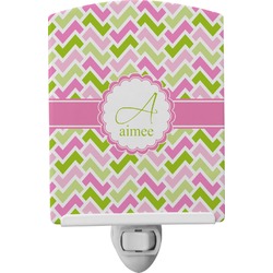 Pink & Green Geometric Ceramic Night Light (Personalized)