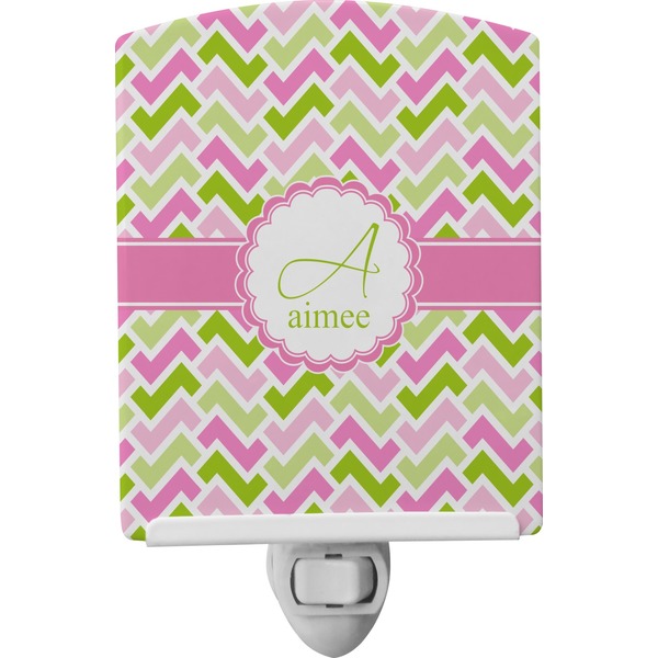 Custom Pink & Green Geometric Ceramic Night Light (Personalized)