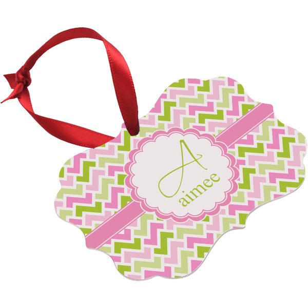 Pink & Green Geometric Christmas Ornament