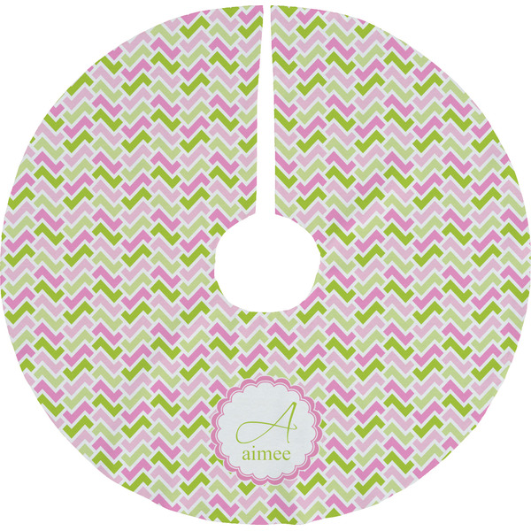 Custom Pink & Green Geometric Tree Skirt (Personalized)