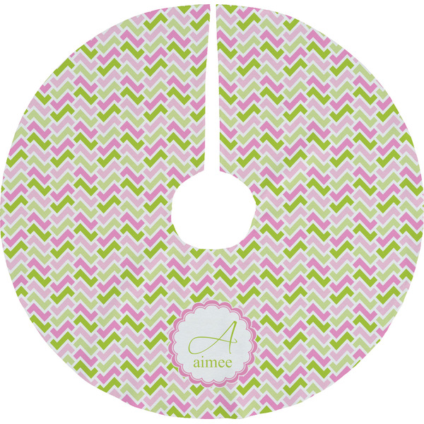 Custom Pink & Green Geometric Tree Skirt (Personalized)