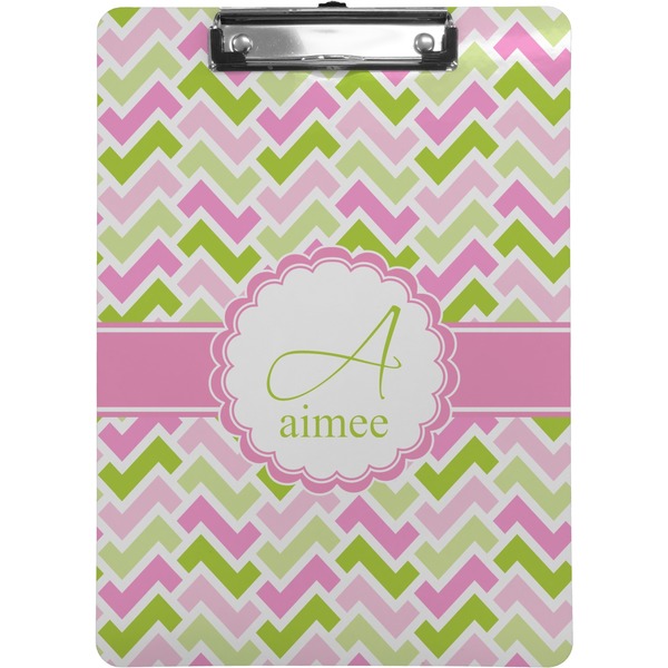 Custom Pink & Green Geometric Clipboard (Letter Size) (Personalized)