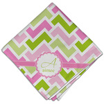 Pink & Green Geometric Cloth Dinner Napkin - Single w/ Name and Initial