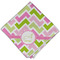 Pink & Green Geometric Cloth Napkins - Personalized Dinner (Folded Four Corners)