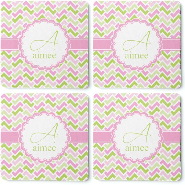 Pink & Green Geometric Coaster Rubber Back - Apvl
