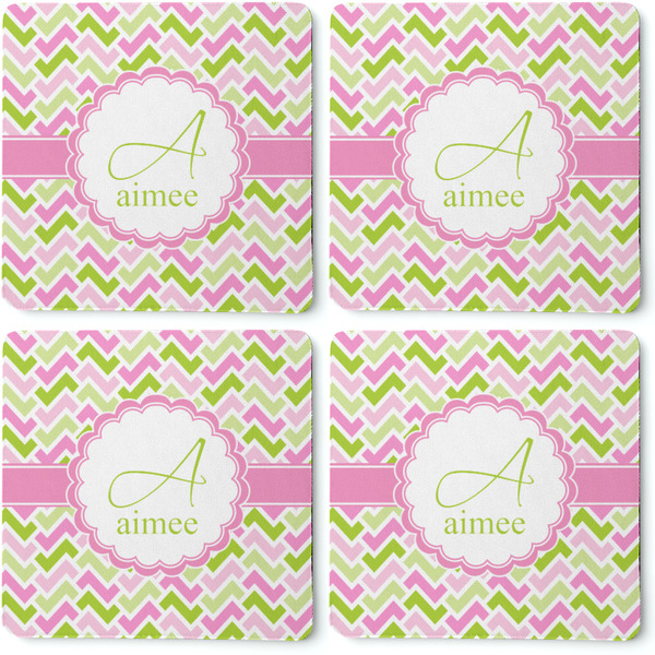 Pink & Green Geometric Coaster Rubber Back - Apvl