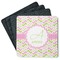 Pink & Green Geometric Square Rubber Backed Coasters - Set of 4 (Personalized)