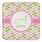 Pink & Green Geometric Coaster Set - FRONT (one)