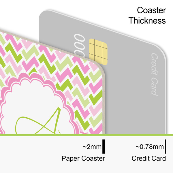 Pink & Green Geometric Coaster Thickness