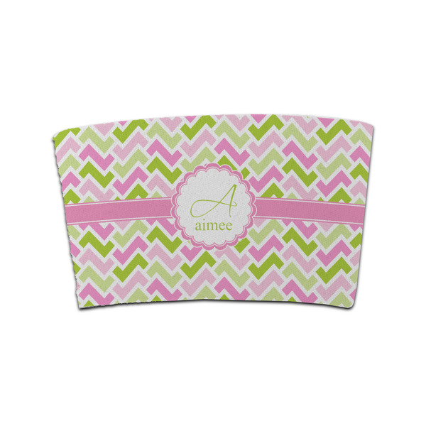 Custom Pink & Green Geometric Coffee Cup Sleeve (Personalized)