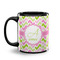Pink & Green Geometric Coffee Mug - 11 oz - Black