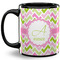 Pink & Green Geometric Coffee Mug - 11 oz - Full- Black