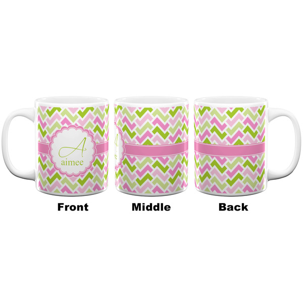 Pink & Green Geometric Coffee Mug - 11 oz - White APPROVAL