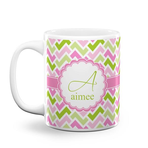 Custom Pink & Green Geometric Coffee Mug (Personalized)