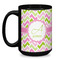 Pink & Green Geometric Coffee Mug - 15 oz - Black