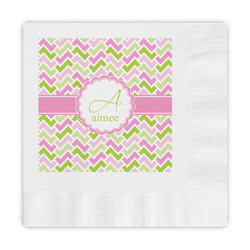 Pink & Green Geometric Embossed Decorative Napkins (Personalized)