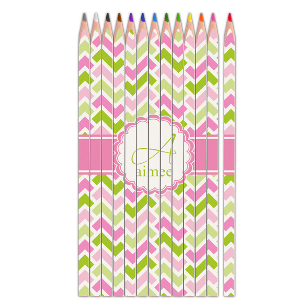 Custom Pink & Green Geometric Colored Pencils (Personalized)