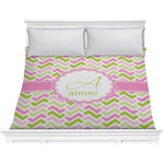 Pink & Green Geometric Comforter - King (Personalized)