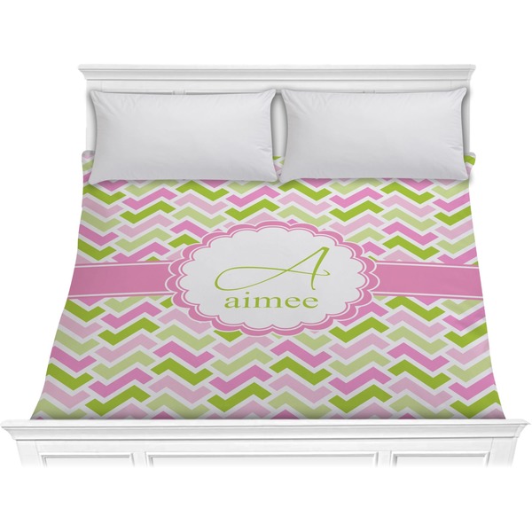 Custom Pink & Green Geometric Comforter - King (Personalized)