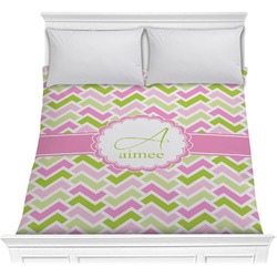 Pink & Green Geometric Comforter - Full / Queen (Personalized)