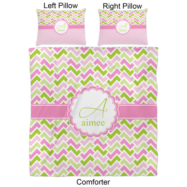 Pink & Green Geometric Comforter Set - Queen - Approval