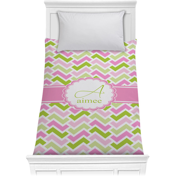 Pink & Green Geometric Comforter (Twin)