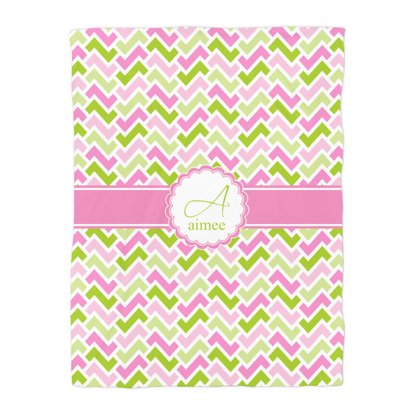 Pink & Green Geometric Comforter - Twin - Front