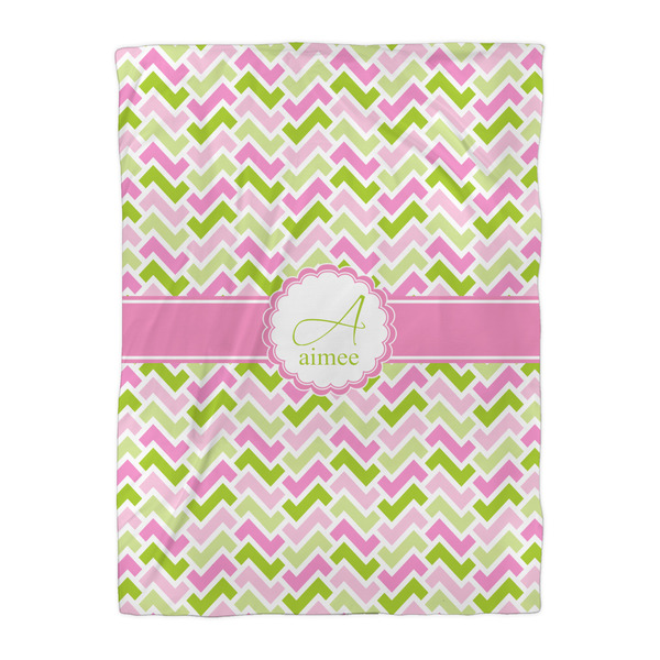 Pink & Green Geometric Comforter - Twin XL - Front