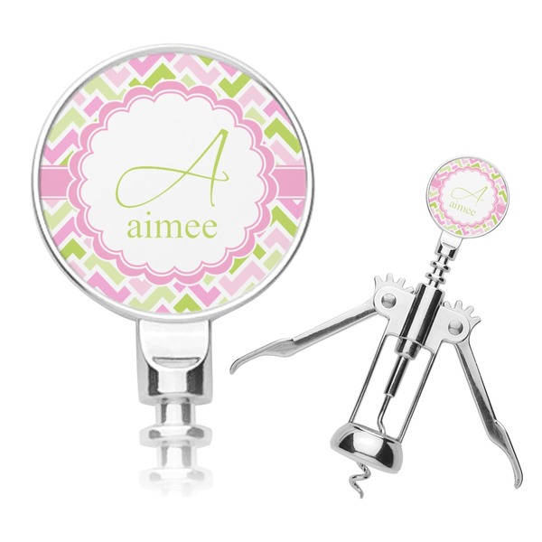 Custom Pink & Green Geometric Corkscrew (Personalized)