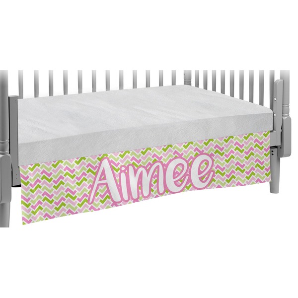 Custom Pink & Green Geometric Crib Skirt (Personalized)