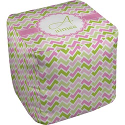 Pink & Green Geometric Cube Pouf Ottoman - 13" (Personalized)