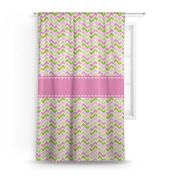 Custom Pink & Green Geometric Curtain - 50"x84" Panel