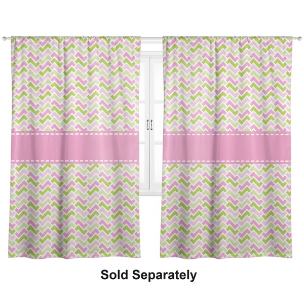 Custom Pink & Green Geometric Curtain Panel - Custom Size