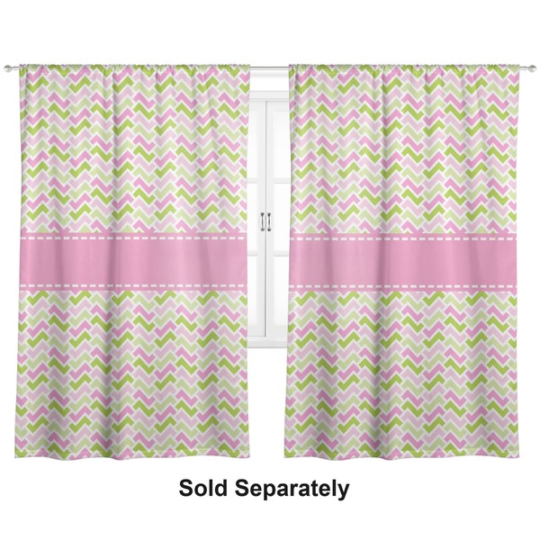 Pink & Green Geometric Curtain 112x80 - Lined