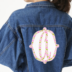 Pink & Green Geometric Twill Iron On Patch - Custom Shape - 3XL (Personalized)